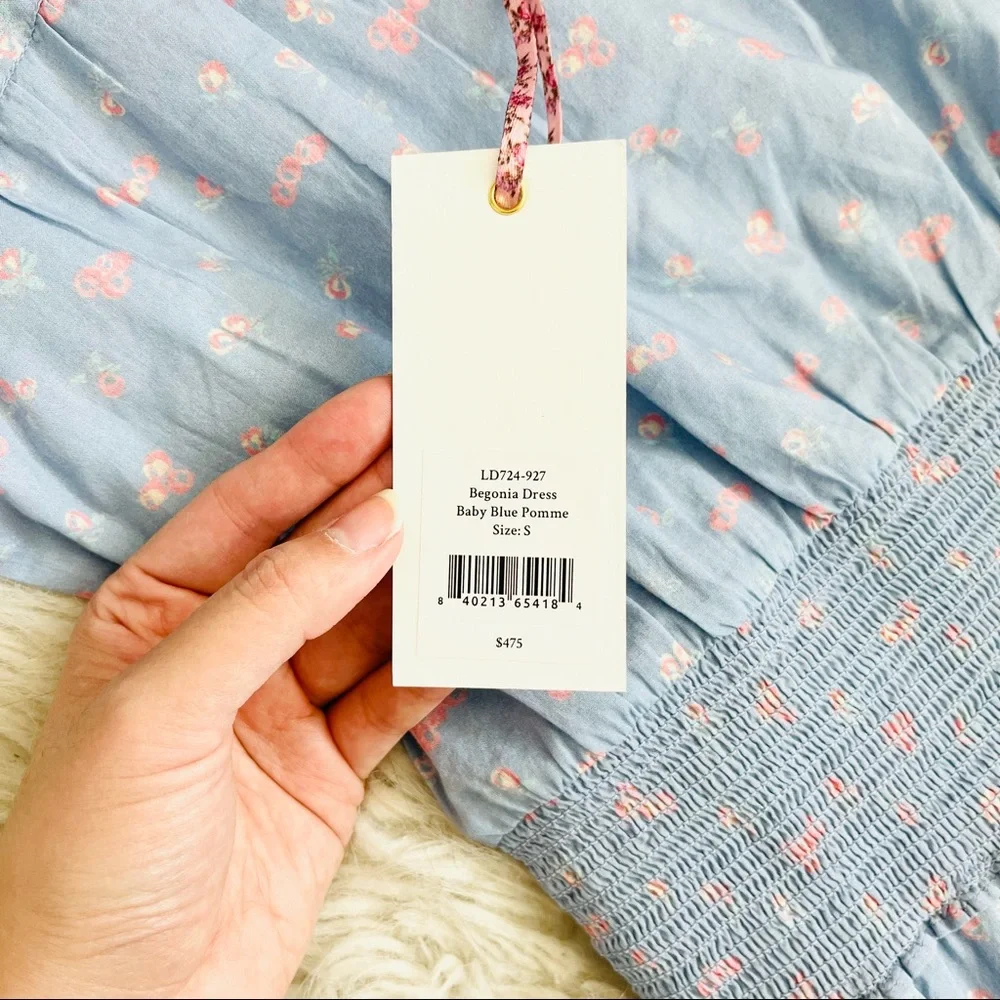 🔥Sales- NWT LoveShackFancy X REVOLVE Begonia Dress in Baby Blue Pomme - Size S - Picture 7 of 14